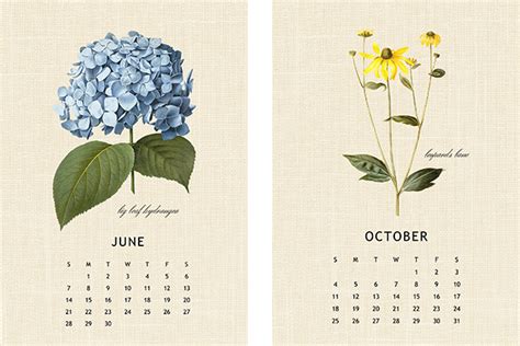 Vintage Botanical Printable Calendar 2020 Live Laugh Rowe