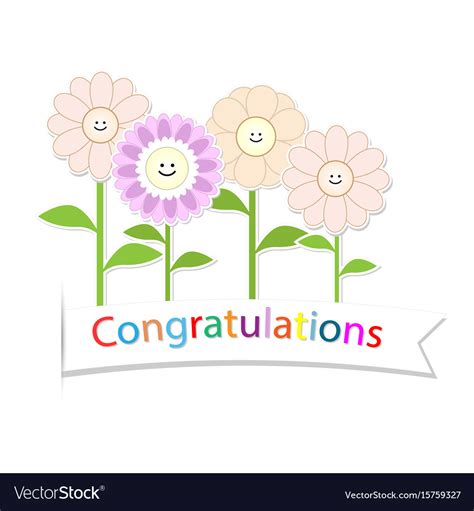 Congratulations With Flower On White Background Vector Image