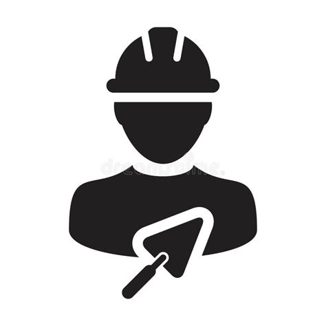 Builder Icon With Trowel Vector Male Construction Mason Contractor