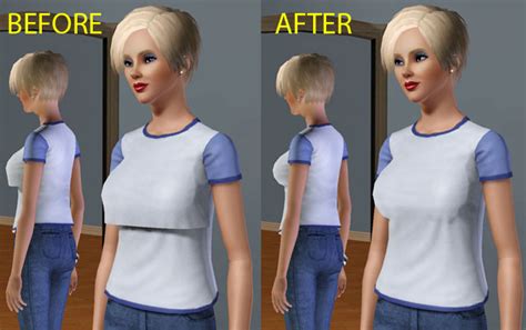 Mod The Sims T Shirt Replacement Meshes Fixed For Breast Slider Mod