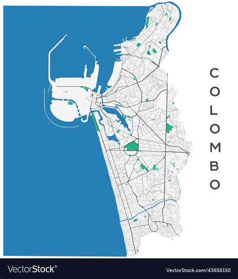 Colombo Map Detailed Map Of City Royalty Free Vector Image