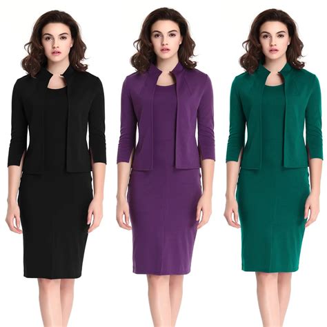Women Two Piece Patchwork Solid Elegant Business Party Formal Office Plus Size Bodycon Midi