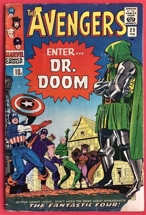 Avengers 25 1966 1st Battle Of Avengers Vs Doctor Doom Comic Books