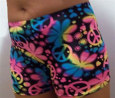 Flower Peace Sign Shorts Vollyball Spendex Shorts For Etsy