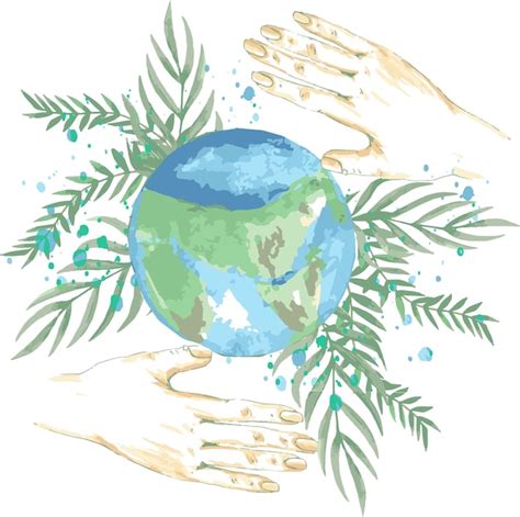 Feliz Dia Da Terra Planeta Simples E Mãos Dia Da Terra Vetor Premium