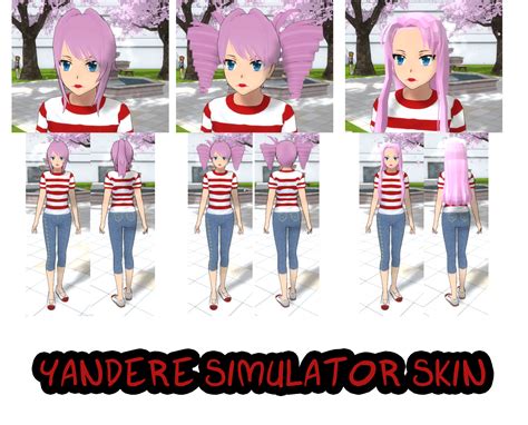 Yandere Simulator Red Striped Shirt Jeans Skin By Imaginaryalchemist