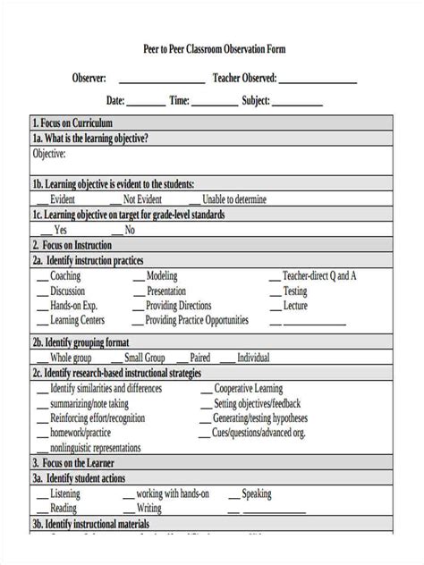 Student Observation Forms For Teachers