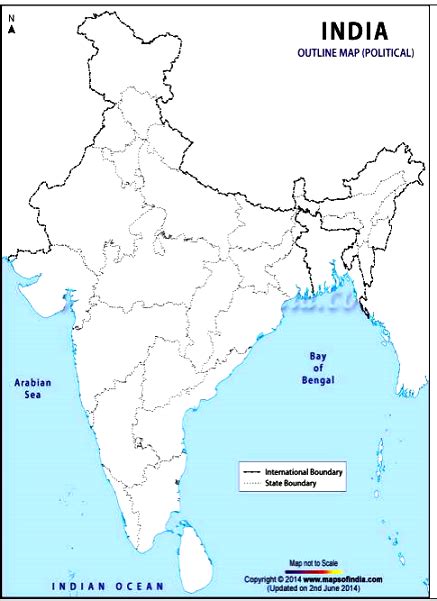 Map of india, satellite view. On the outline political map of India provided to you ...