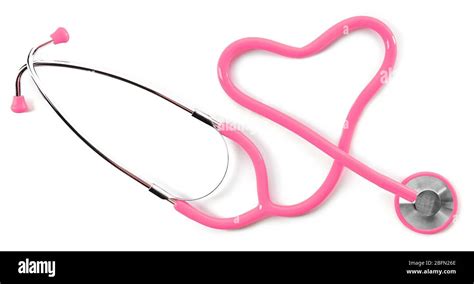 Pink Shape Heart Stethoscope Isolated On White Stock Photo Alamy