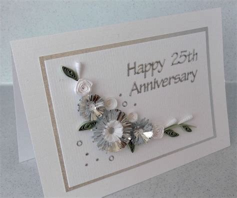 Quilled 25th Silver Wedding Anniversary Card Handmade Paper Etsy