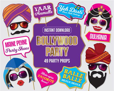 Bollywood Photo Booth Props Bollywood Party Photo Props Etsy