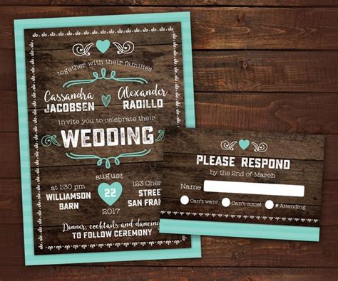 Rustic wedding themes have never been more popular. 10 Country Rustic Wedding Invitations With RSVP, Barn ...