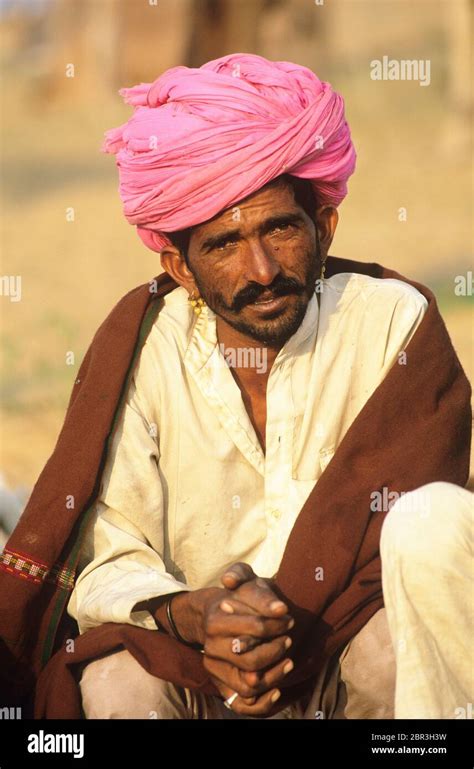 Rajasthani Man Dressed In Traditional Clothing At The Pushkar Camel Fair Pushkar Rajasthan