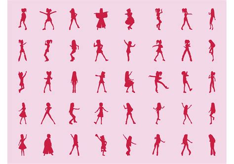 Girls Silhouette Set Download Free Vector Art Stock Graphics And Images