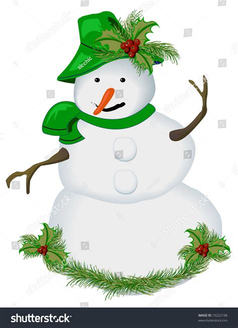 A Snowman Decorated With Holly Stock Vector Illustration 19222198