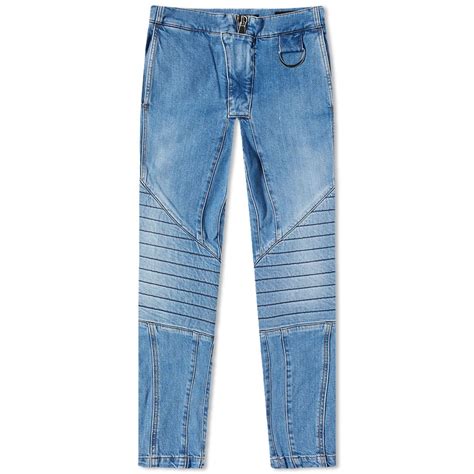 Balmain Mens Biker Jean In Blue Balmain