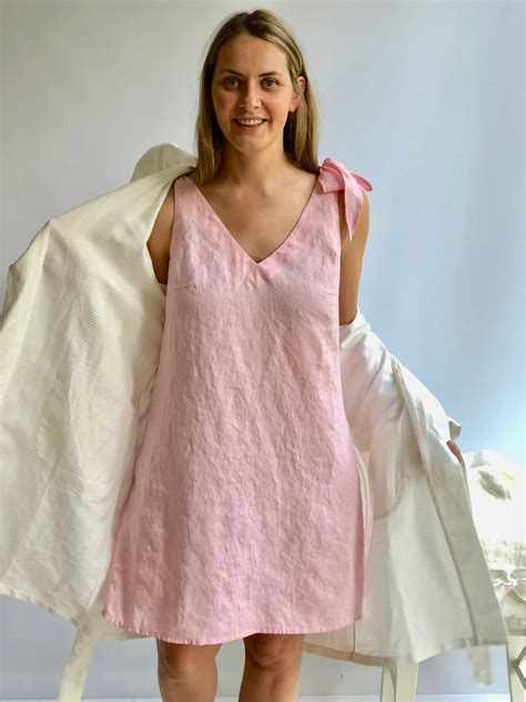 Linen Nightgown Linen Sleepwear Night Dress Pink Nightgown Summer