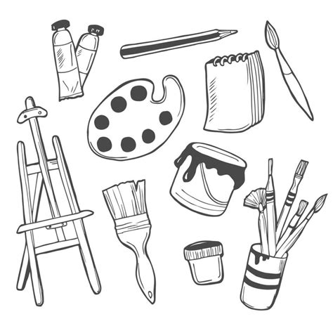 Vector Art Tools Sketch Set Hand Drawn Vector Artist S Supplies