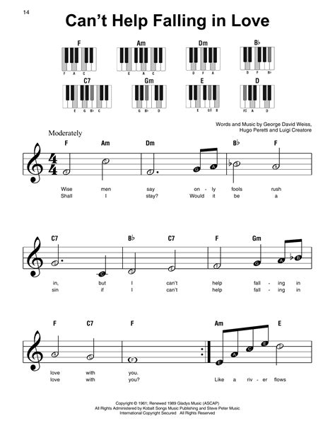 Can T Help Falling In Love Super Easy Piano Sheet Music