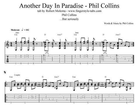 Quality Tab For The Song Another Day In Paradise From Phil Collins