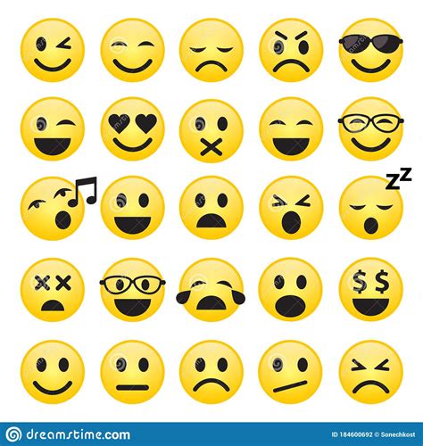 Set Of Emoticons Set Of Emoji Smile Icons Vector Stock Vector