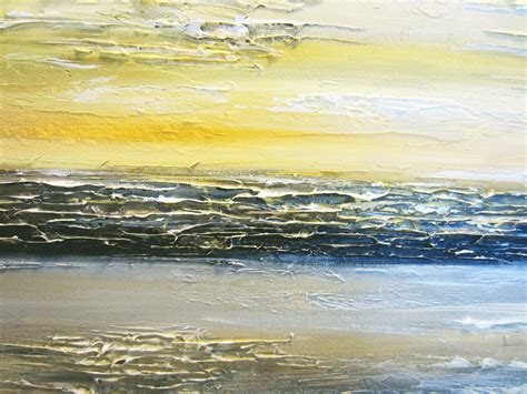 Yellow And Grey Abstract Coastal Painting Summer Reflections Modern
