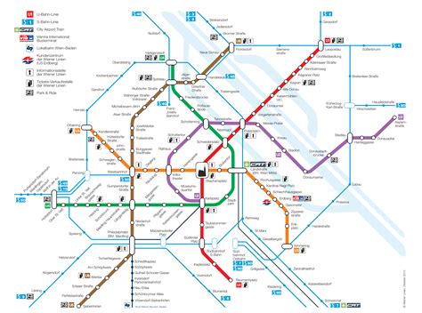 Map of Vienna subway, metro, u bahn, underground & tube: stations & lines
