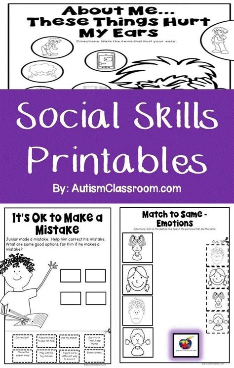 Social Skills Printables For Students With Autism And Similar Special