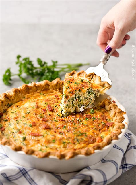 Basic Cheesy Spinach Quiche With Bacon The Chunky Chef