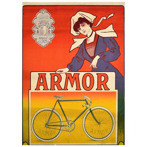 Original French Antique Art Nouveau Bicycle Advertising Poster For