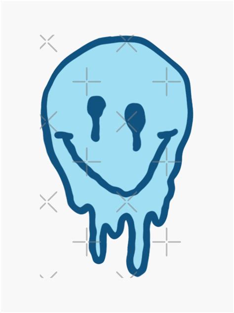 Blue Melting Smiley Face Sticker For Sale By Kxtelyng Redbubble