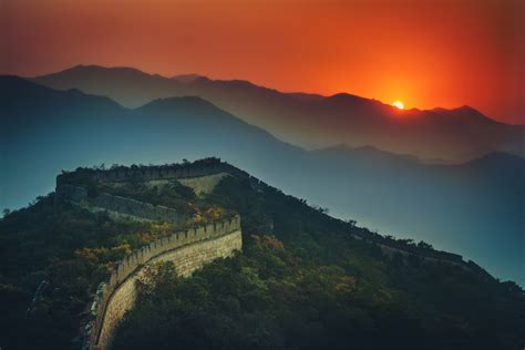 Wallpaper Great Wall Of China Sunset 5k World 685