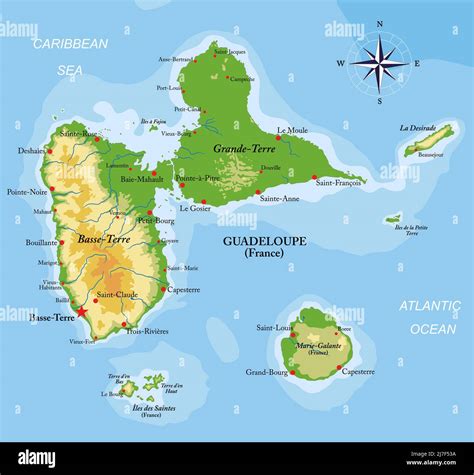 Mapa Físico Muy Detallado De Las Islas Guadalupe En Formato Vectorial