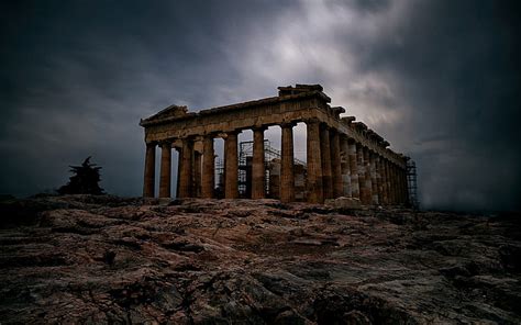 Greece Ruins Acropolis Athens Sky Parthenon Akropolis Hellas