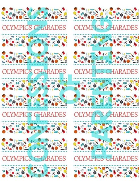 50 Olympic Charades Ideas Printable Cards