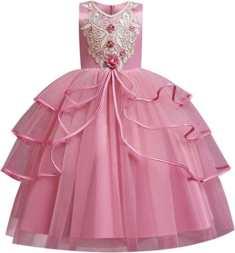 Flower Girls Lace Wedding Ruffle Tulle Dress Party Full Length Princess