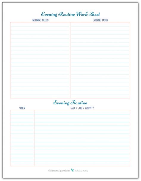 Use This Worksheet To Create An Evening Routine That Will Help Your