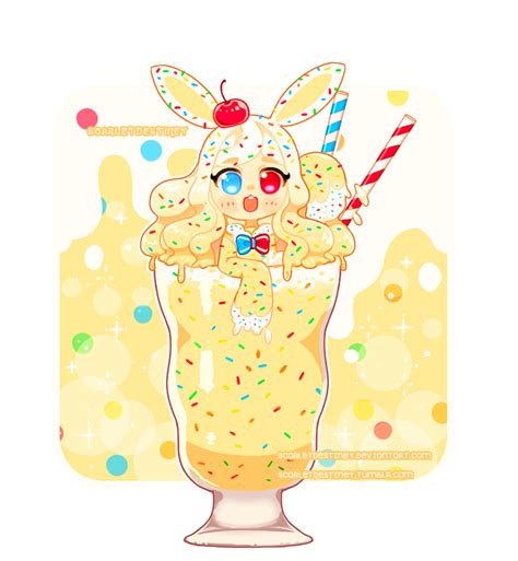 C Funfetti Cake Batter Bunny Milkshake By Scarletdestiney Chibi Kawaii Manga Kawaii Cute