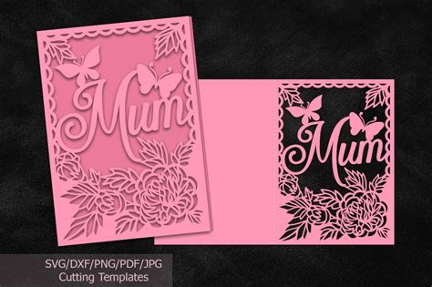 Mothers Day Card Papercutting Template Svg Dxf Machine Cut Pertaining