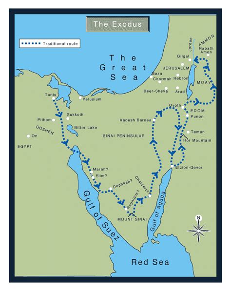 Map Of The Israelites Journey Out Of Egypt