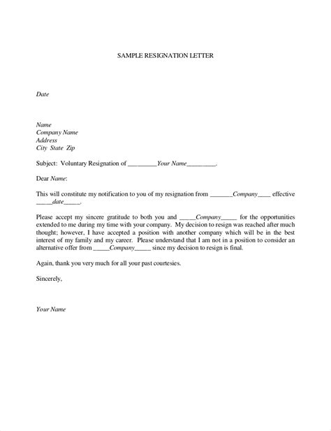 Good Resignation Letter Sample For Your Needs Letter Template Collection