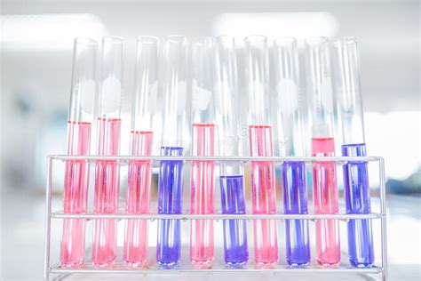 Close Up Of Colorful Chemical Test Tubes On Tray Stock Photo Image Of