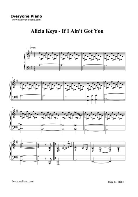 if i aint got you alicia keys五線譜預覽