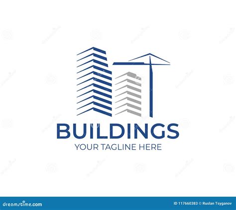 Building Construction Logo Template Skyscrapers And Construction Crane
