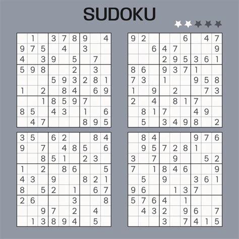Set Of Vector Sudoku Puzzles Easy Level Jigsaw With Numbers
