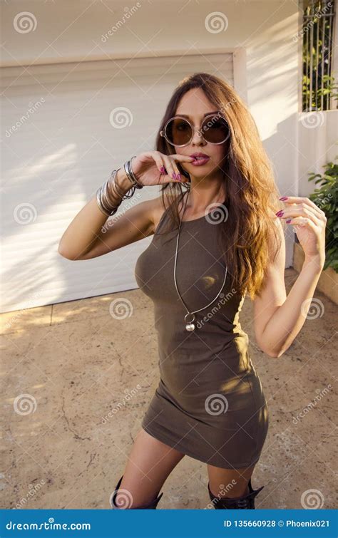 Seductive Woman Summer Fashion Outdoors Stock Photo Image Of Stylish Brunette