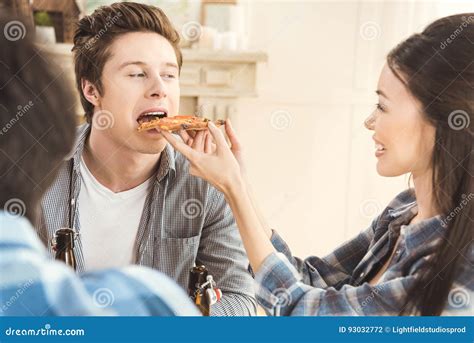 Woman Feeding Boyfriend Stock Photo Image Of Daylight 93032772
