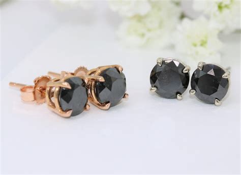 Black Diamond Stud Earrings Black Diamond Earrings 2 Carat Black