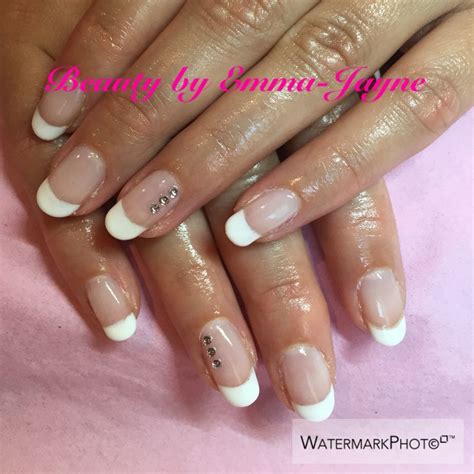 Gel Overlays Using Gelish Beautiful French Manicure With Gems For A