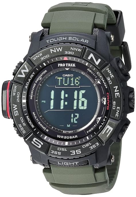 Casio Mens Pro Trek Tough Solar Powered And Stainless Steel Watch